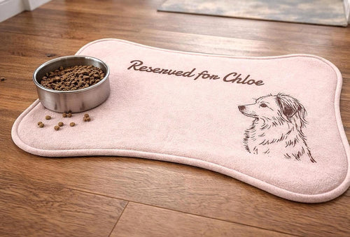 Custom Pet Food Mat | Personalized Pet Food Placemat using Photo and Name | Pet Feeding Station, New Puppy Gifts, Anti-slip and Quick Dry