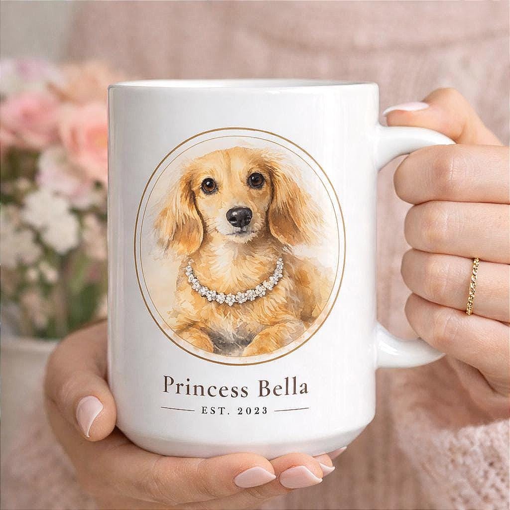 Custom Pet Portrait Mug | Personalized Pet Mug with Photo and Name | Pet Portrait Mug, Pet Memorial Gift, Father Day Gift