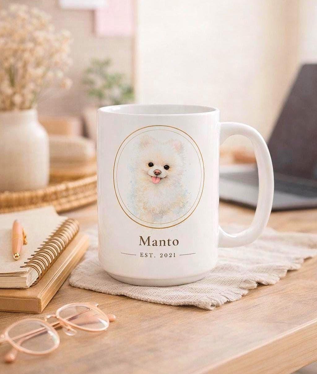 Custom Pet Portrait Mug | Personalized Pet Mug with Photo and Name | Pet Portrait Mug, Pet Memorial Gift, Father Day Gift