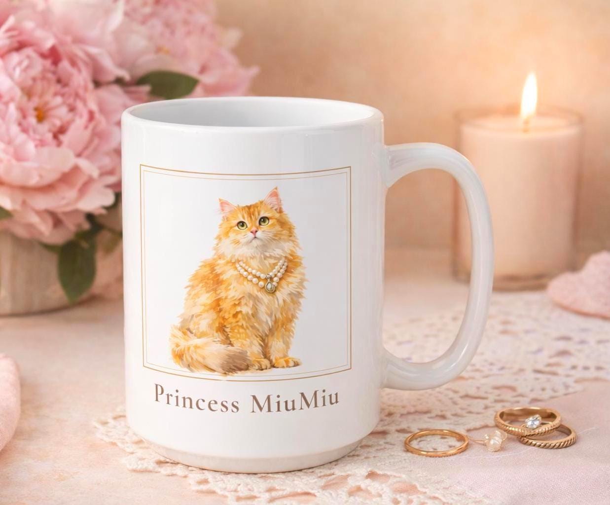 Custom Pet Portrait Mug | Personalized Pet Mug with Photo and Name | Pet Portrait Mug, Pet Memorial Gift, Father Day Gift