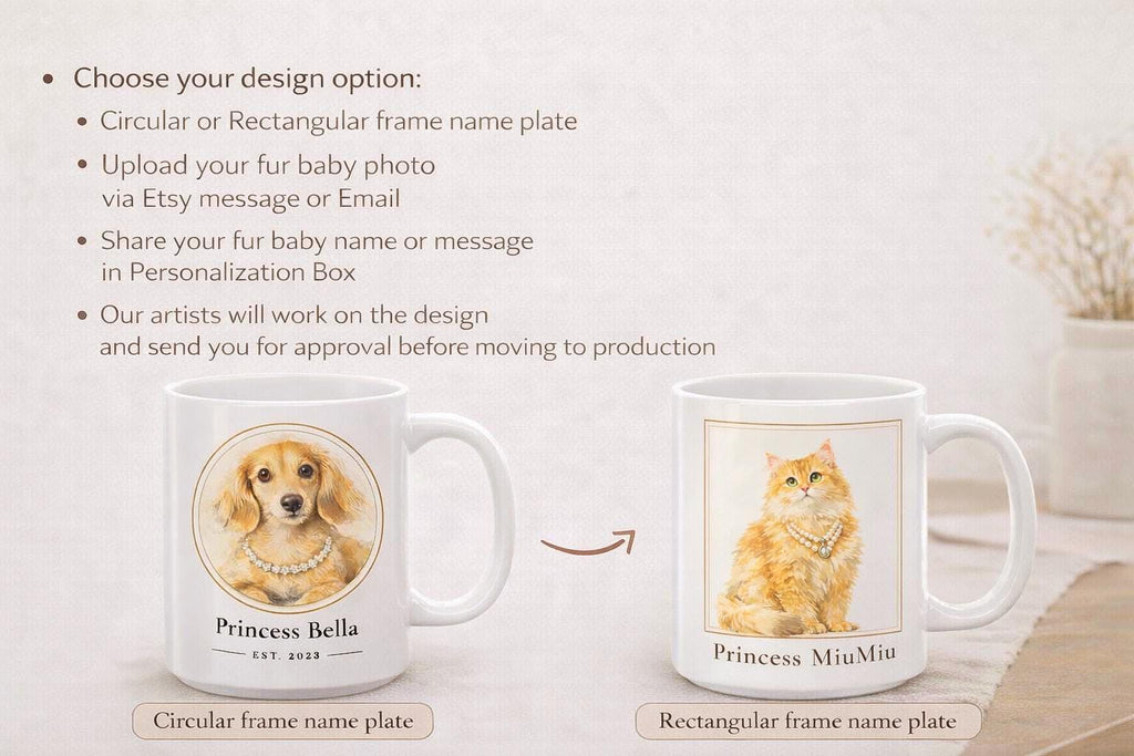 Custom Pet Portrait Mug | Personalized Pet Mug with Photo and Name | Pet Portrait Mug, Pet Memorial Gift, Father Day Gift
