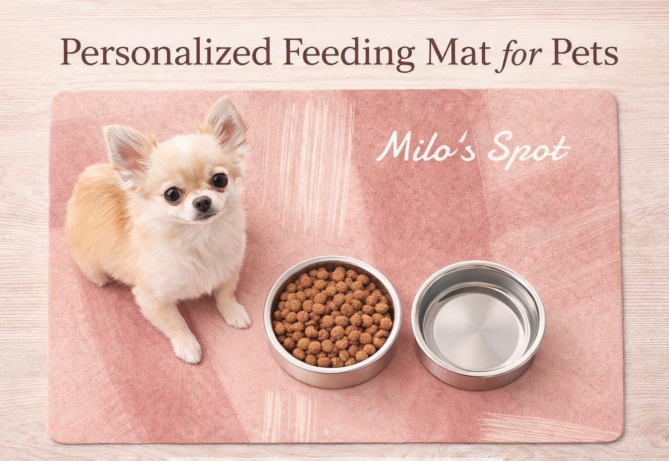 Custom Pet Food Mat | Personalized Pet Feeding Station | Custom Pet Food Placemat with Name | New Puppy Gifts, Anti-slip, quick dry