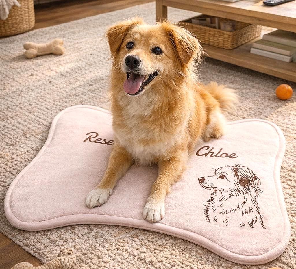 Custom Pet Food Mat | Personalized Pet Food Placemat using Photo and Name | Pet Feeding Station, New Puppy Gifts, Anti-slip and Quick Dry