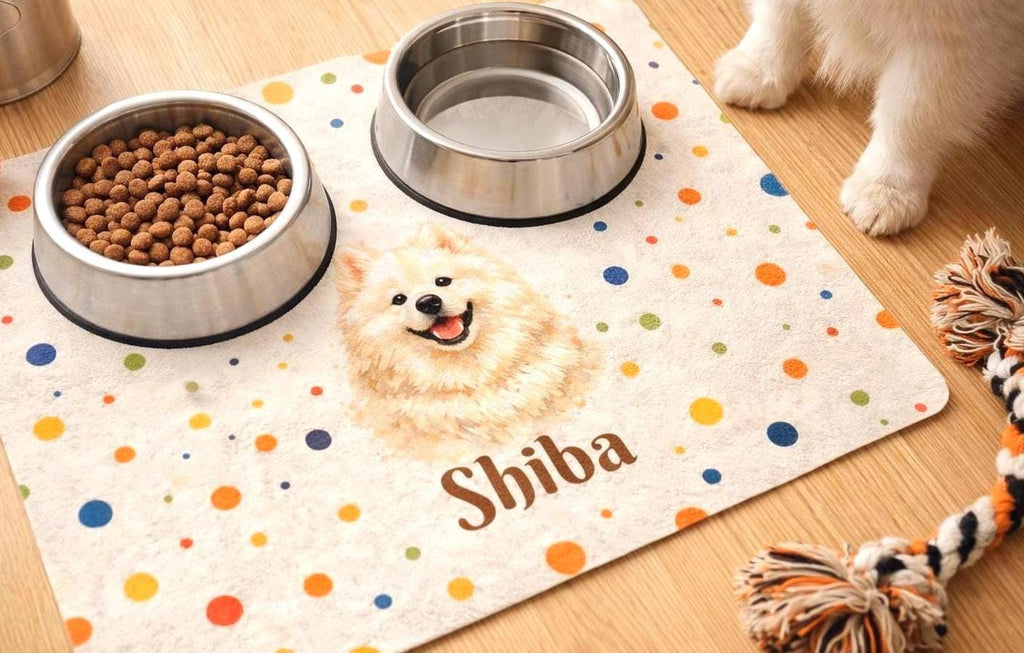 Custom Pet Food Mat | Personalized Pet Food Placemat using Photo and Name | Pet Feeding Station, New Puppy Gifts, Anti-slip, quick dry