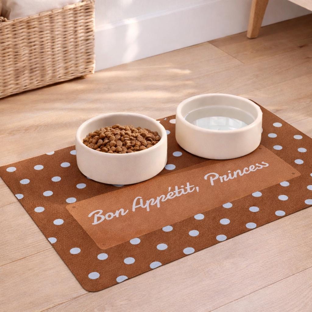 Custom Pet Food Mat | Personalized Pet Food Placemat using Photo and Name | Pet Feeding Station, New Puppy Gifts, Anti-slip, quick dry