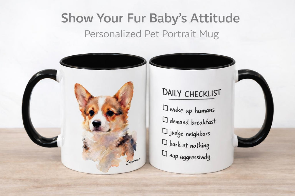Custom Dog Portrait Mug | Personalized Dog Mug with Photo and Name | Custom Dog Mug, Pet Portrait, Dog Owner Gift, Father Day Gifts