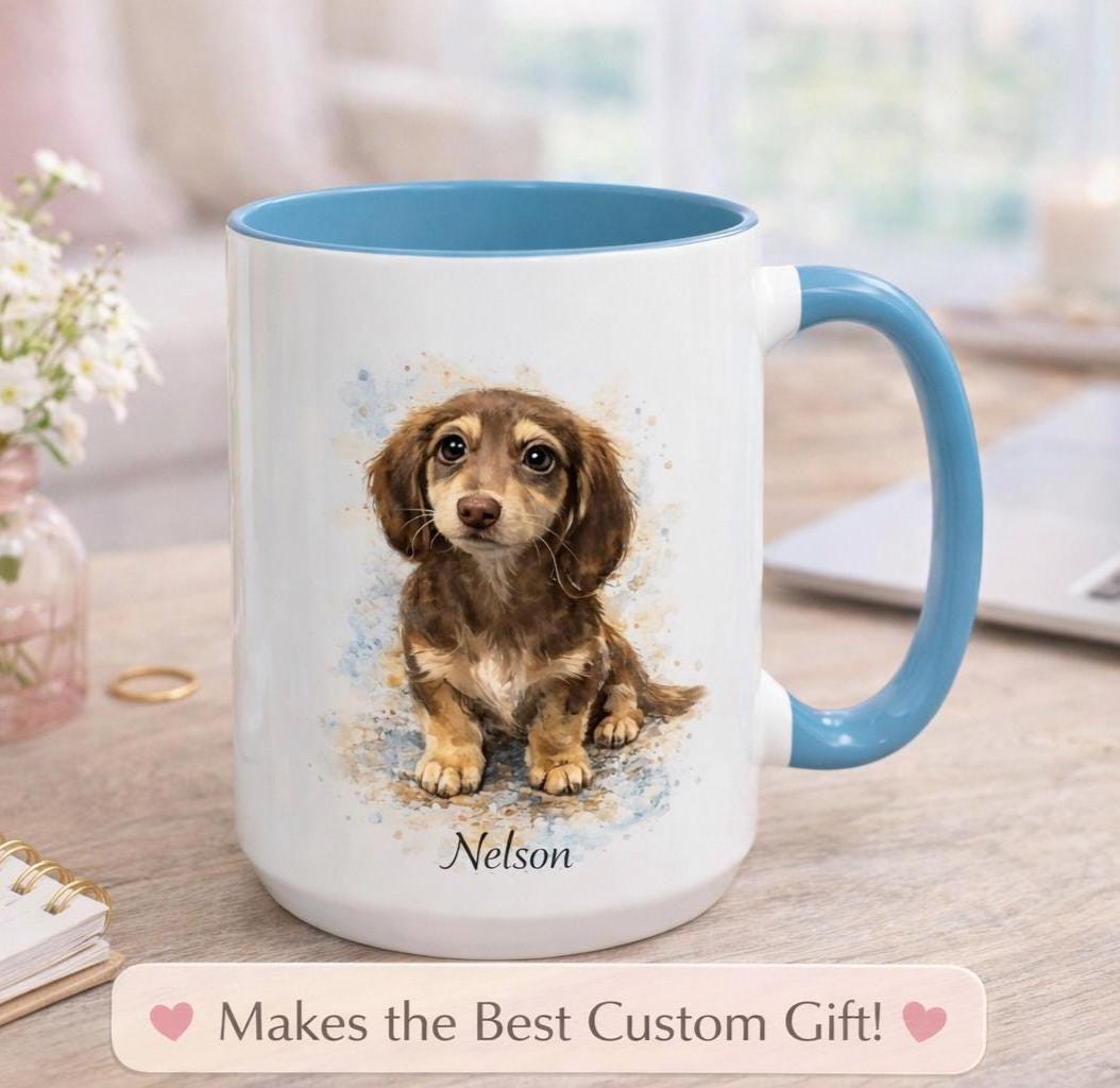 Custom Dog Portrait Mug | Personalized Dog Mug with Photo and Name | Custom Dog Mug, Pet Portrait, Dog Owner Gift, Father Day Gifts