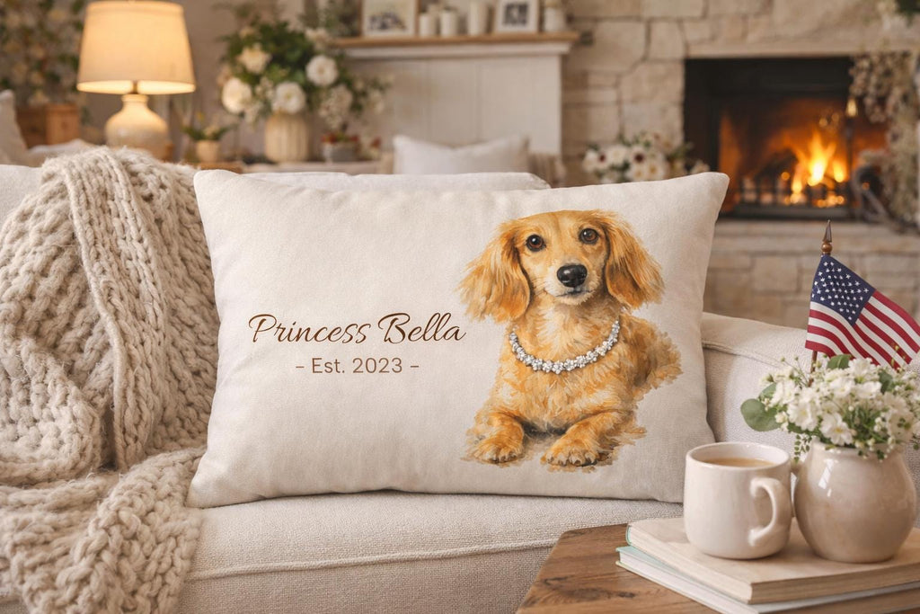 Custom Pet Pillow | Pet Lumbar Pillow | Personalized Pet Portrait Pillow | Customize Pet Gifts with Photo and Name | Pet Memorial Gift