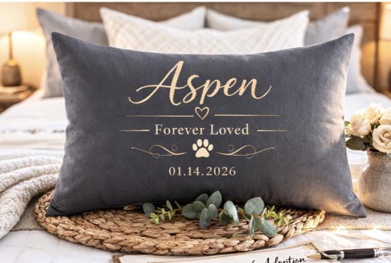 Custom Pet Pillow | Pet Lumbar Pillow | Personalized Pet Portrait Pillow | Customize Pet Gifts with Photo and Name | Pet Memorial Gift