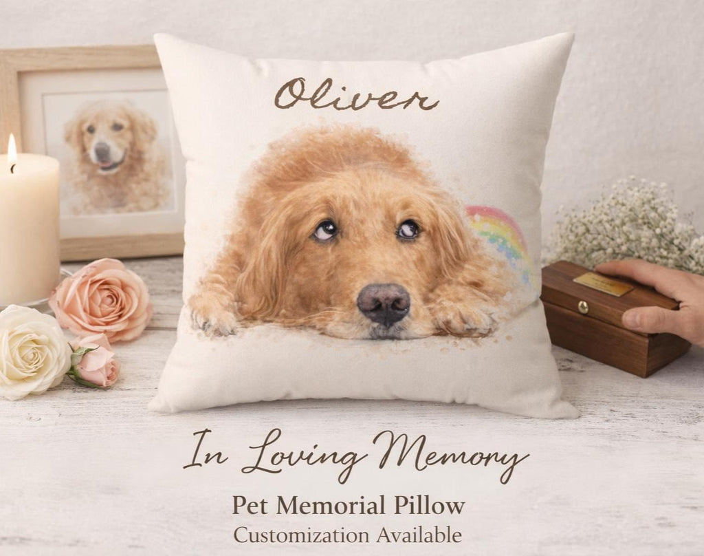 Pet Memorial Gifts | Custom Pet Memorial Pillow | Personalized Pet Pillow from Photo | Dog Memorial Pillow, Cat Memorial Pillow, Pet Rainbow