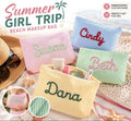 Personalized Makeup Bag, Girls Graduation Gift, Seersucker Cosmetic Bag, Girl Travel Makeup Bag, Custom Name Toiletry Bag, Summer Beach Bag